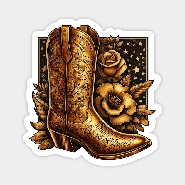 Gold cowboy boots Magnet by PinScher