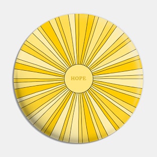 Retro sun with rays in gold and yellow + HOPE Pin