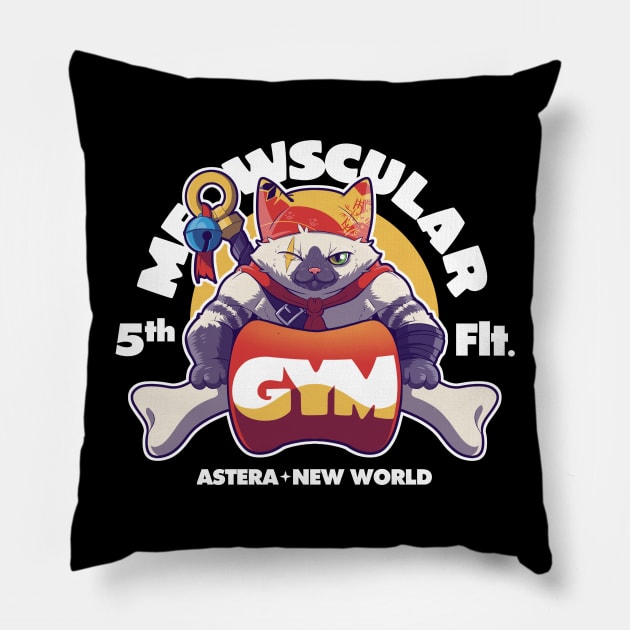 Meowscular Gym Pillow by KindaCreative