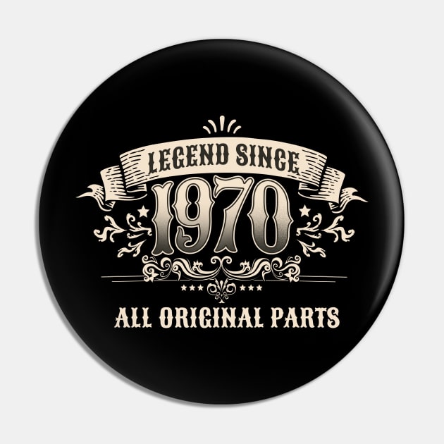 Retro Vintage Birthday Legend since 1970 All Original Parts Pin by star trek fanart and more