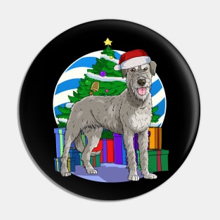 Irish Wolfhound Dog Cute Santa Christmas Gift Pin