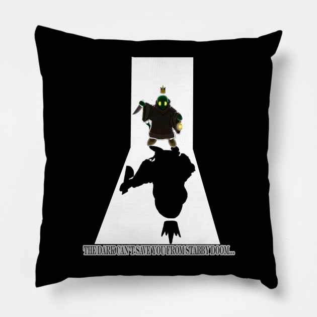 The Dark Can't Save You From Stabby Doom Pillow by Indykem