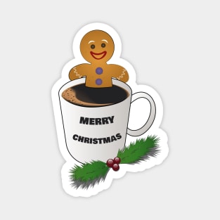 gingerbread man taking a warm coffee bath Magnet