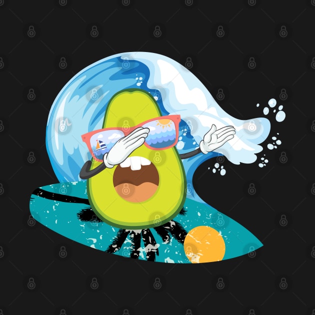 funny avocado surfing by PlusAdore