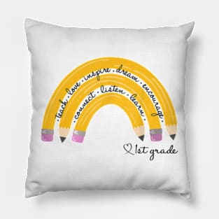 Teach Love Inspire Rainbow Pencil 1st grade Back To School Pillow