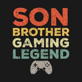 Son Brother Gaming Legend Teenage Boys 8-12 Year Old Gamer T-Shirt