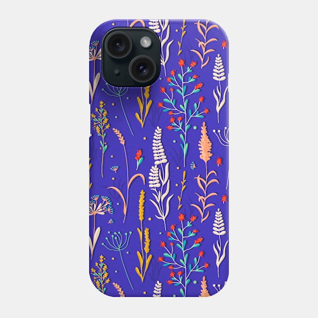 Wild Grass on Blue Phone Case by Simplulina