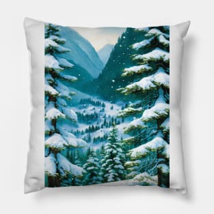 View of a Snowy Tundra Valley from a Low Hill Pillow