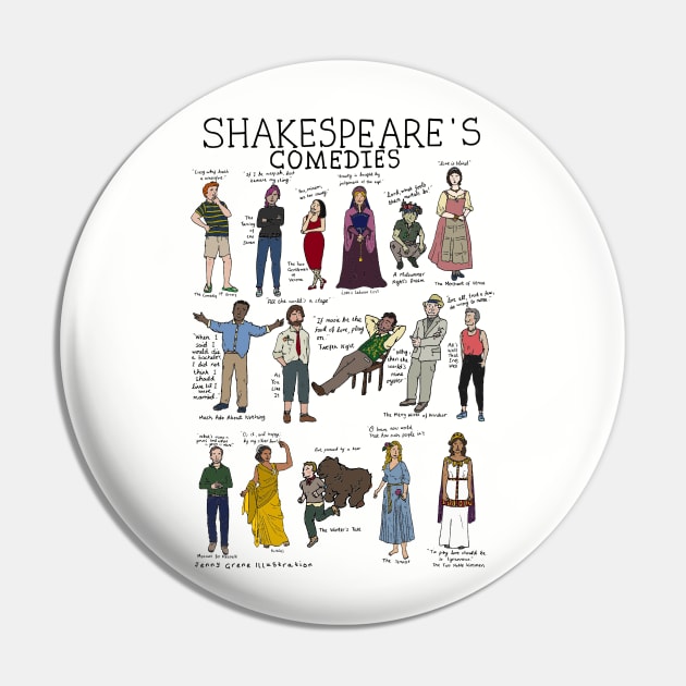 Shakespeare's Comedies Pin by JennyGreneIllustration