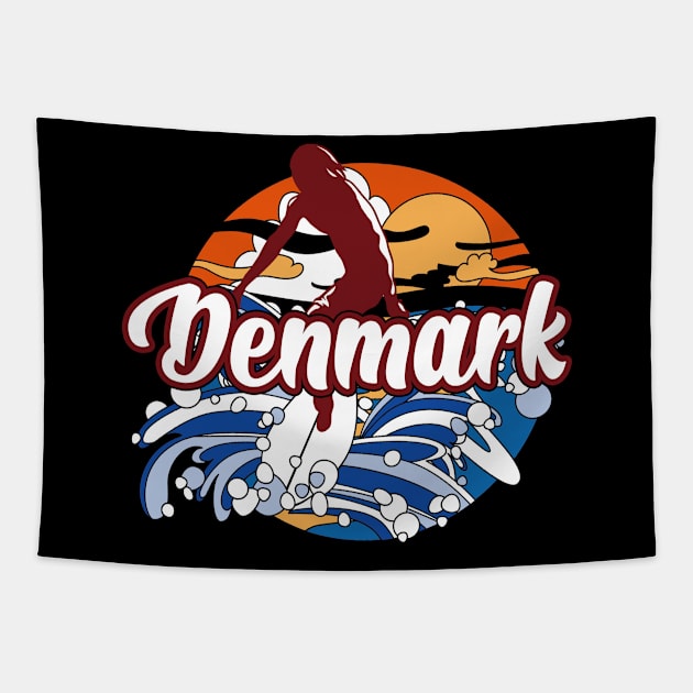 Denmark surfing trip fitting gift. Perfect present for mother dad father friend him or her Tapestry by SerenityByAlex