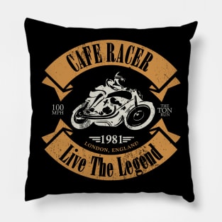 Cafe Racer London (Front & Back logo - distressed) Pillow