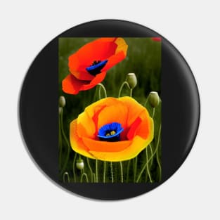 2 VIBRANT POPPIES WITH GREEN BACKGROUND Pin