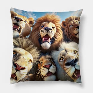 Lion King Wild Nature Funny Happy Humor Photo Selfie Pillow