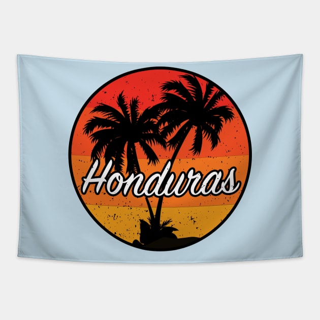 Honduras Beach Summer Sunset and Palms Souvenir Gift Tapestry by livania