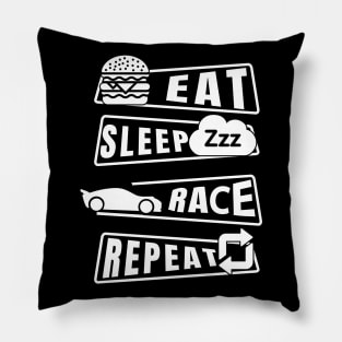 Eat Sleep Race Repeat Pillow