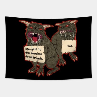 Demon Dog Shaming Tapestry