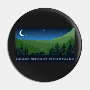 Dark Blue Great Smokey Mountains Bear Design Pin