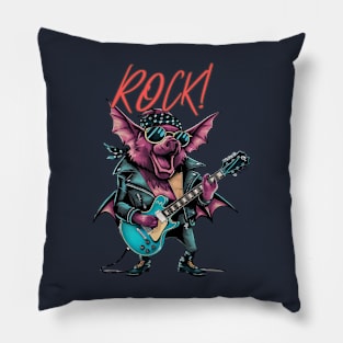 Vintage Bat Rocker on Guitar Pillow