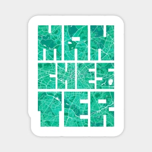 Manchester, England City Map Typography - Watercolor Magnet