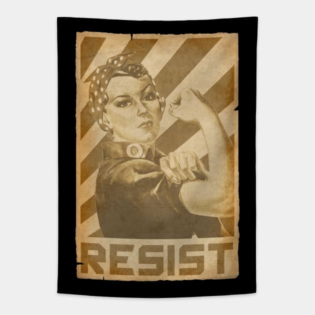 Rosie The Riveter We Can Do it Resist Retro Propaganda Tapestry by Nerd_art