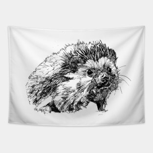 Hedgehog Ink Drawing Tapestry