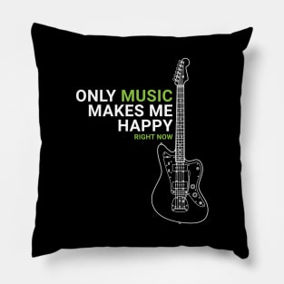 Only Music Makes Me Happy Offset Style Electric Guitar Outline Pillow