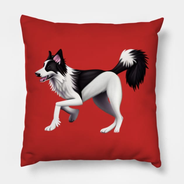 Border Collie Cartoon Pillow by Shadowbyte91