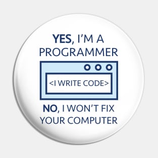 I Write Code Pin