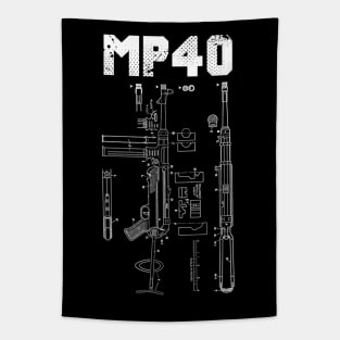 World War 2 Weapon Blueprint MP40 Tapestry