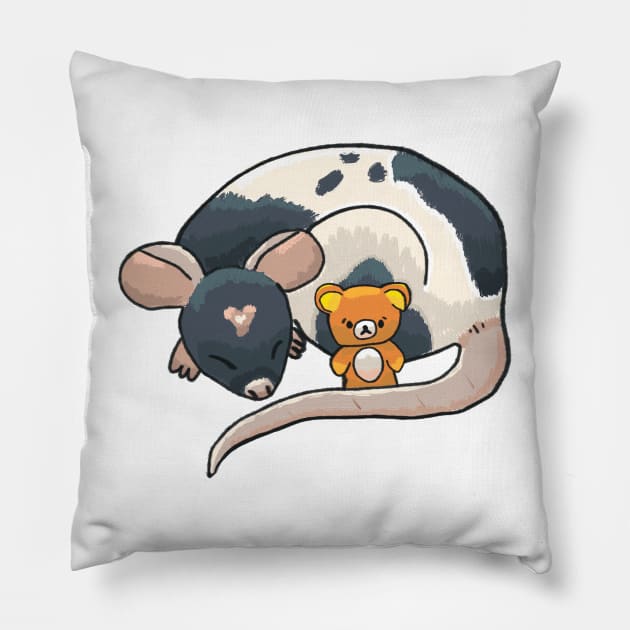 Cute Rat With Teddy Bear Pillow by nonbeenarydesigns