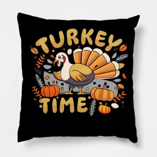 Turkey Time Thanksgiving Animals Pillow