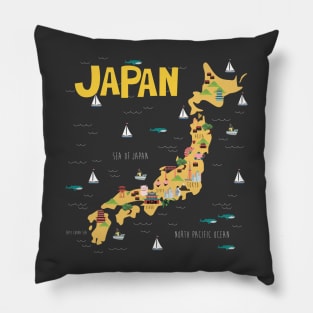 Japan Illustrated Map Pillow