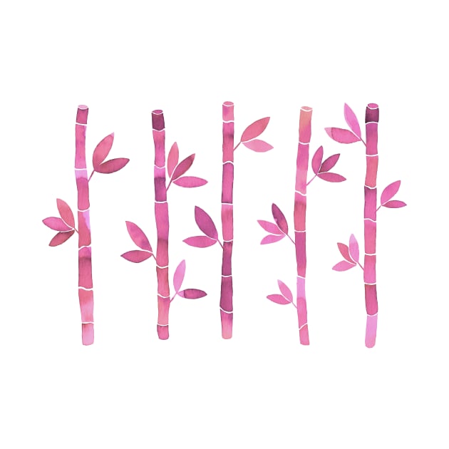 Watercolor Bamboo Pattern - Pink by monitdesign