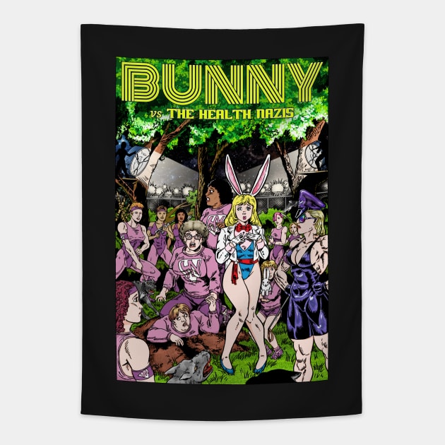 Bunny vs the Health Nuts Tapestry by Art-Man