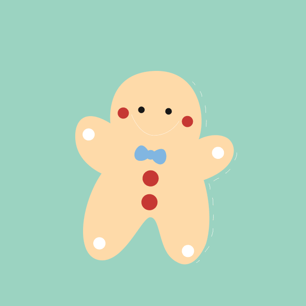 Cute Gingerbread Man With a Blue Bow Smiling by Random_stuff_420