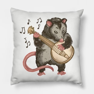 Opossum Playing Banjo Funny Possum Pillow