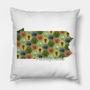 Pennsylvania State Map Board Games Pillow