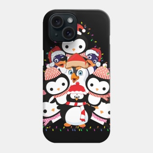 Penguins Christmas Tree T-shirt Phone Case