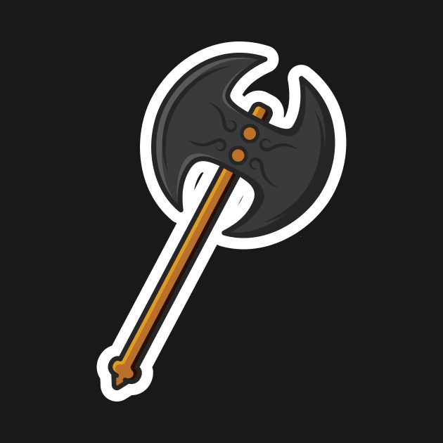 Ax hammer vector illustration. Weapon object icon concept. Dangerous wooden ax vector design. by AlviStudio