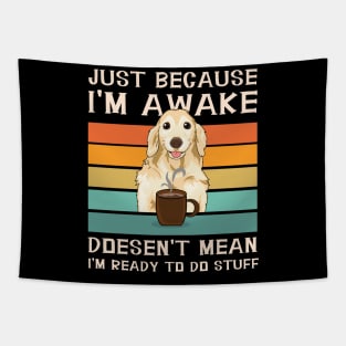 Funny Sayings For Sarcastic People Golden Retriver and Coffee Lover Tapestry