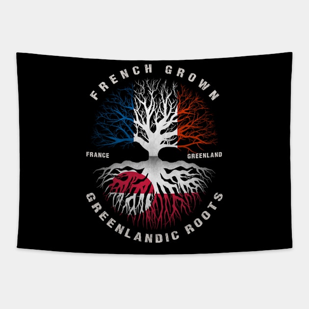 French Grown Greenlandic Roots Greenland Flag Tapestry by heart teeshirt