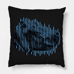 Hippo in Blue Anamorphic Pop Art Pillow