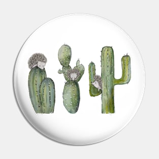 Hedgehogs on cactus Pin