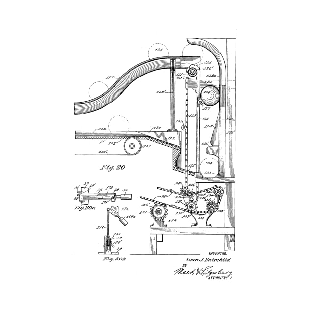 Automatic Bowling Mechanism Vintage Patent Hand Drawing by TheYoungDesigns