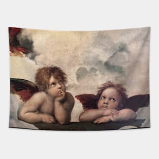 Raphael Cherubs, Sistine Chapel, Bored Angels, Baroque Cupid Fine Art Painting,The Sistine Madonna, Renaissance, Gift, Vatican,Cherub Tapestry