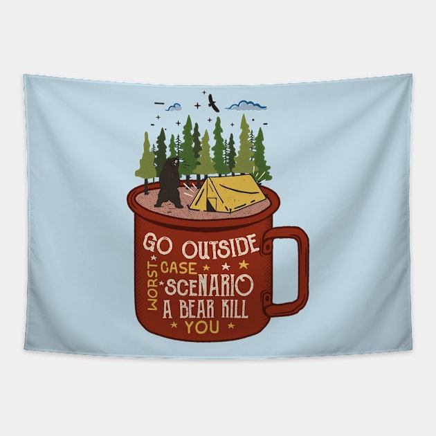 Mug camp bear Tapestry by Mako Design 