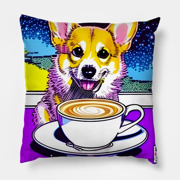 Corgi And Coffee Pillow by Megaluxe 