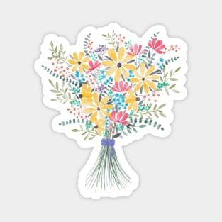 Bright Watercolor Floral Bouquet Magnet