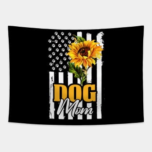 Flag American Dog Mom Tapestry