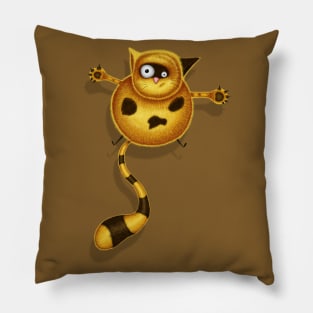 Flying Fat Cat | Brown Pillow